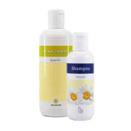 Combination camomile-shampoo-foam bath